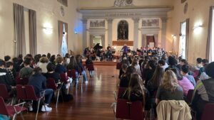 students from Italy and Germany perform together in a concert